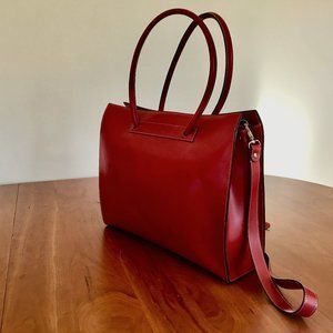 Cherry Red Leather Shoulder Bag by Lodis